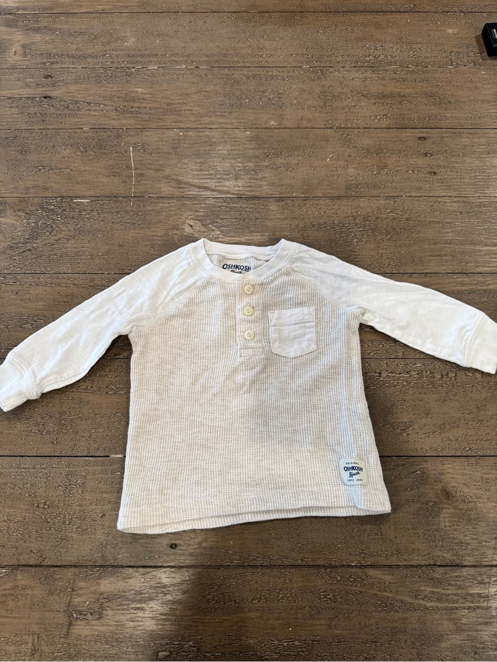 OshKosh B'gosh Cream Waffle Knit Henley Long-Sleeve Tee